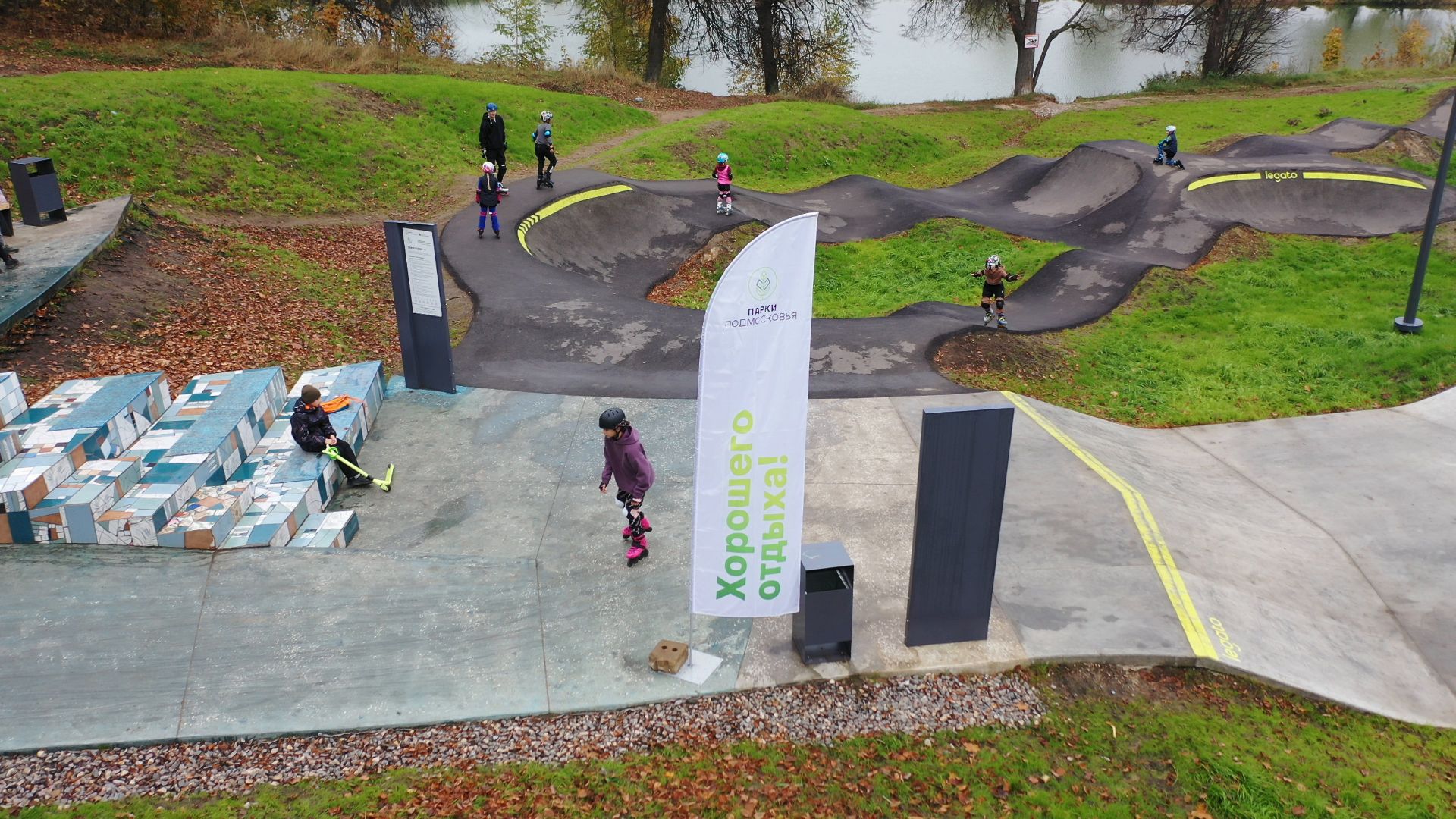 видео с коптера, парк,