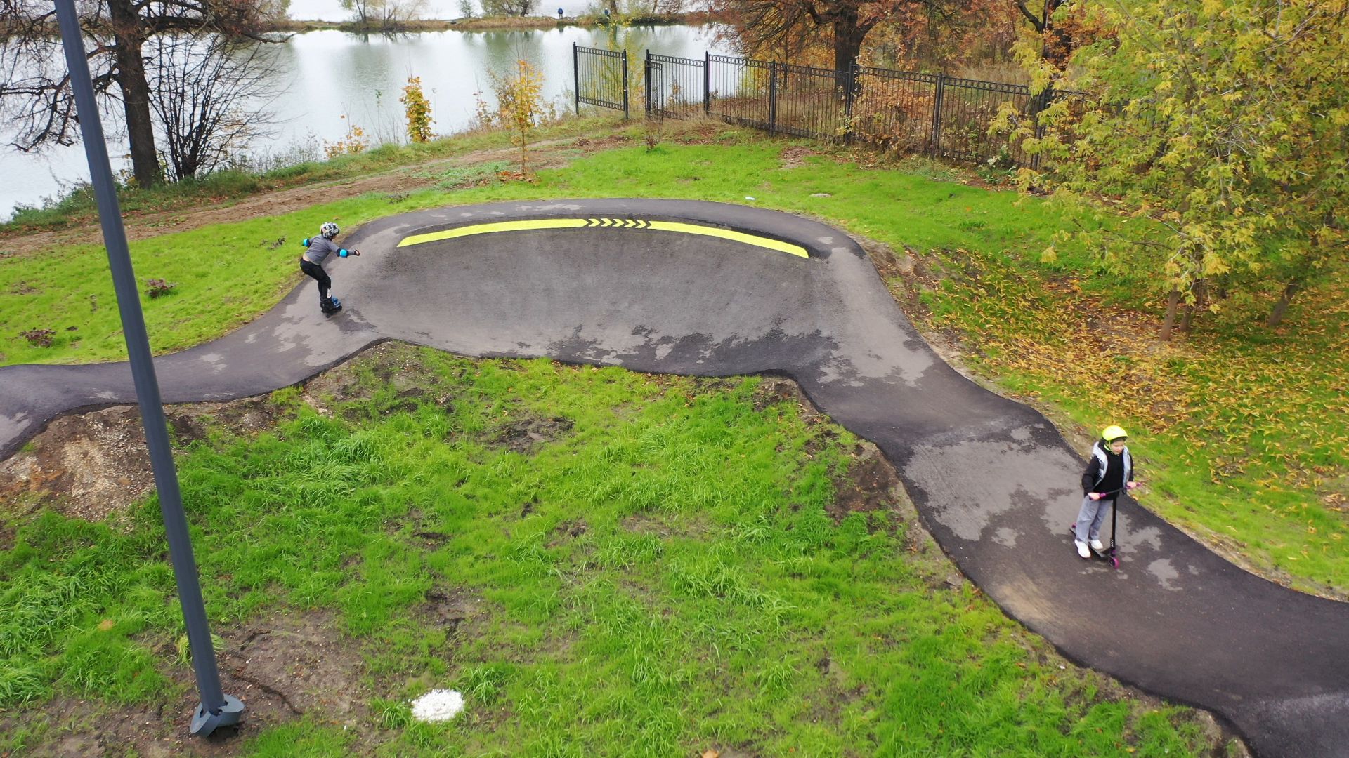 видео с коптера, парк,