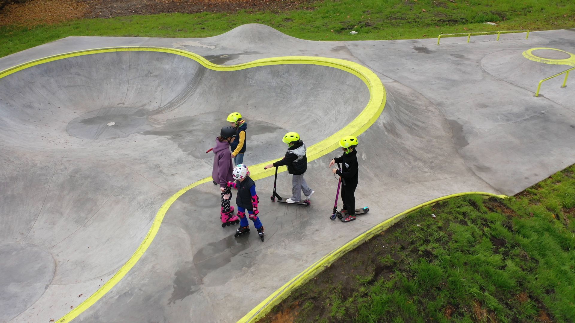 видео с коптера, парк,