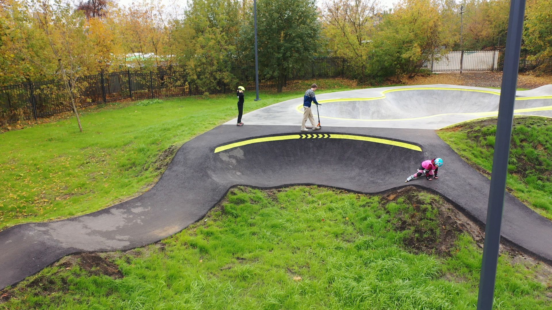 видео с коптера, парк,