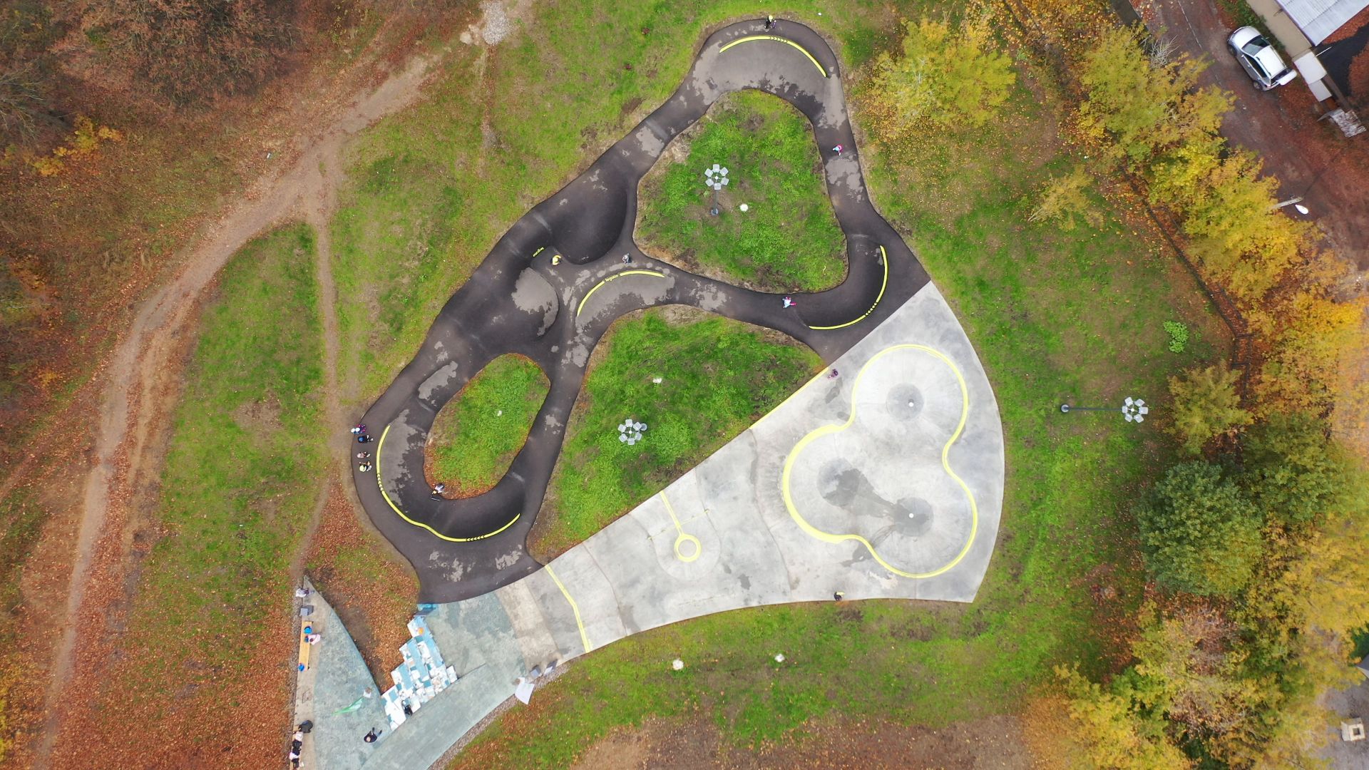 видео с коптера, парк,