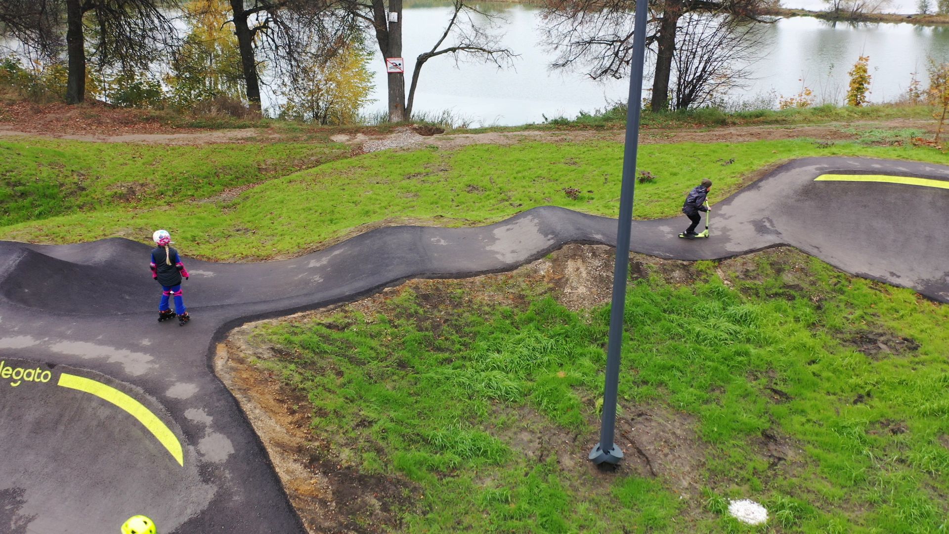 видео с коптера, парк,