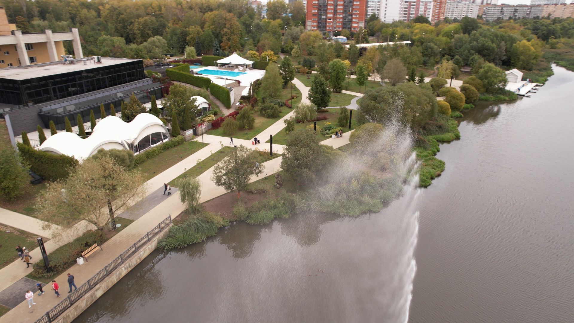 видео с коптера, парк, мытищи,