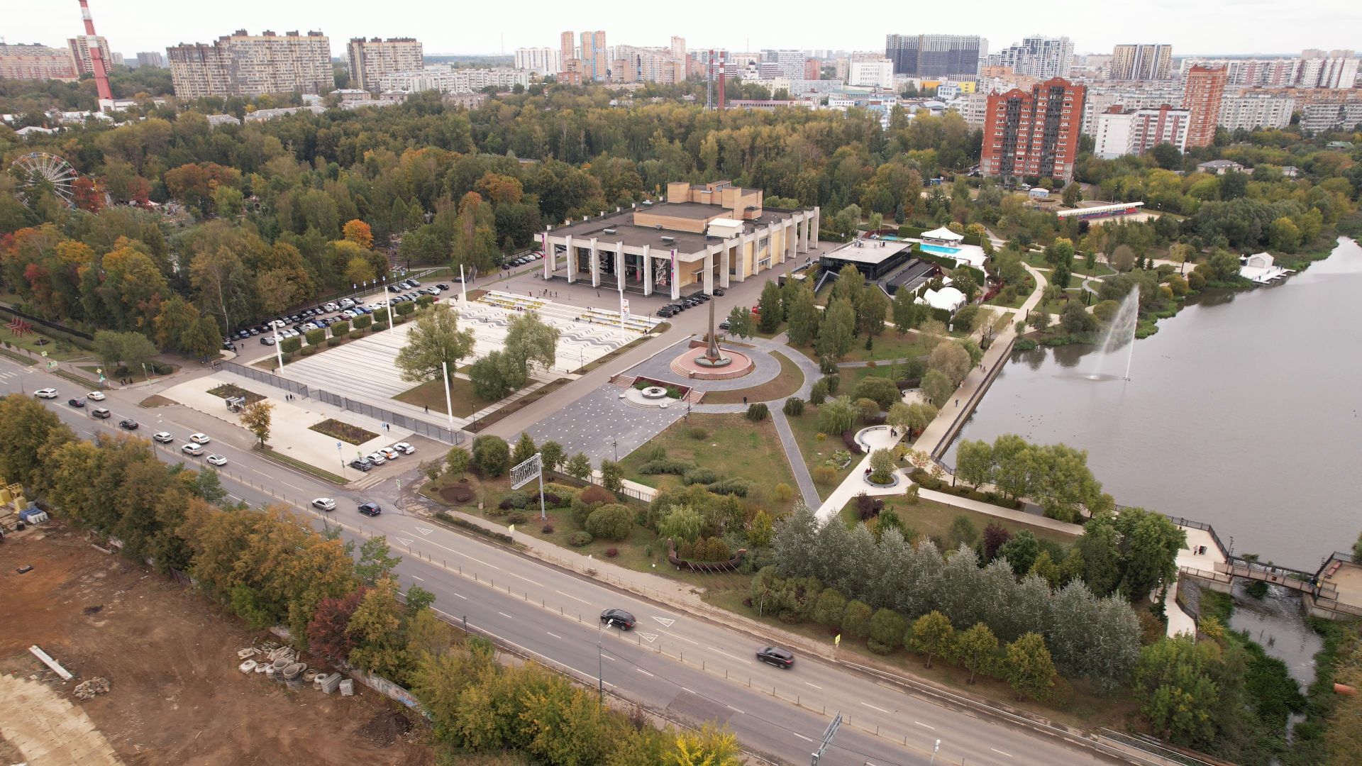 видео с коптера, парк, мытищи,