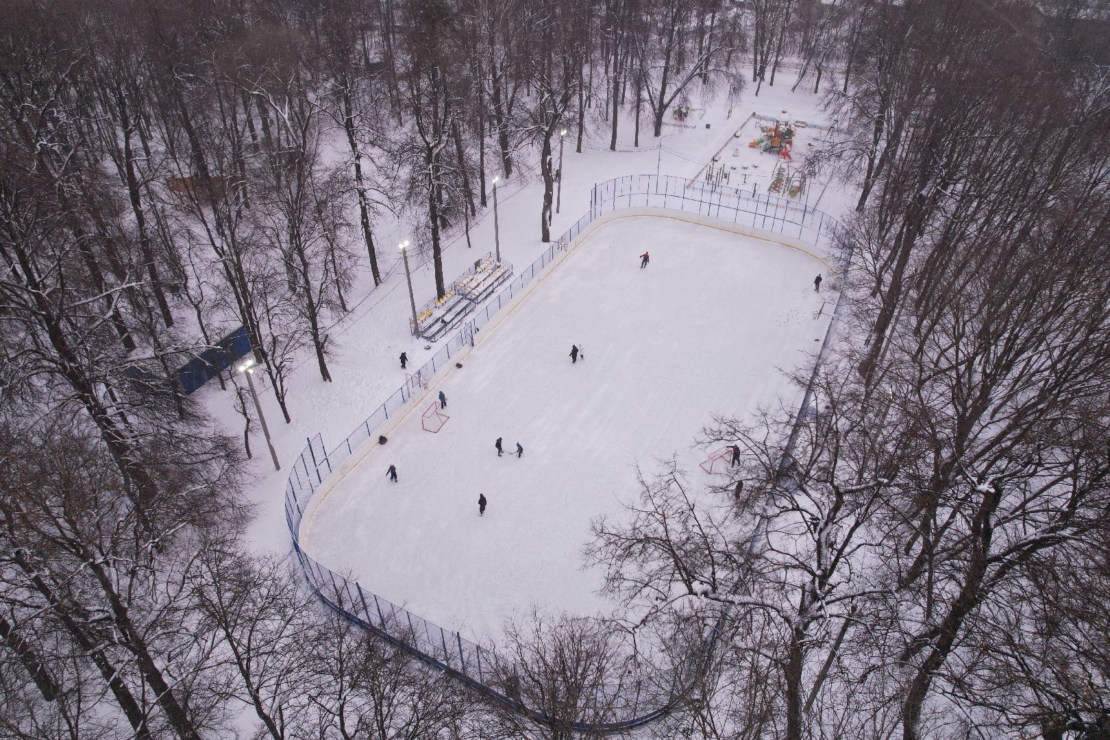 видео с коптера, парк,