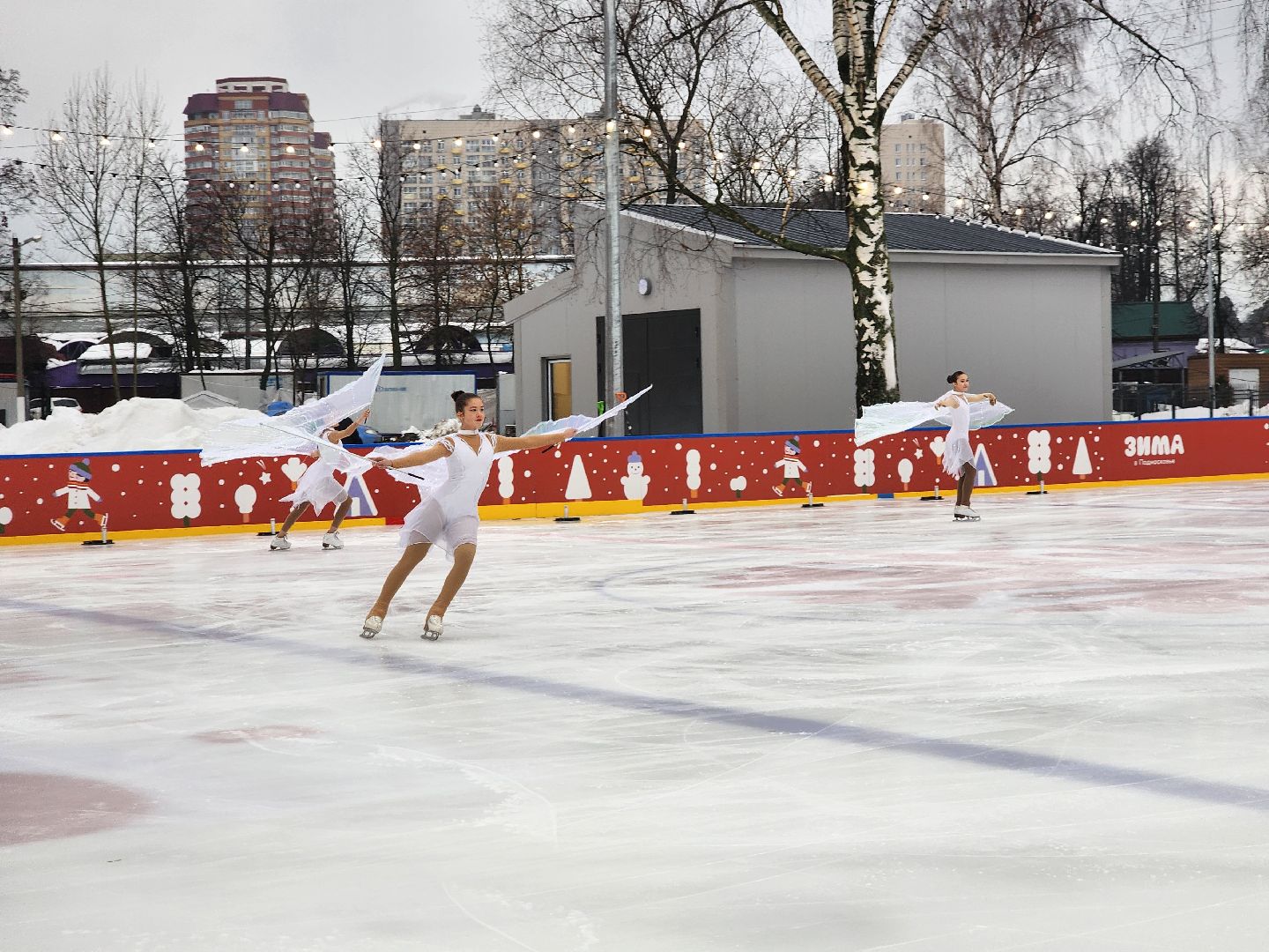 пушкино, каток в парке, дети, лед, артисты,
