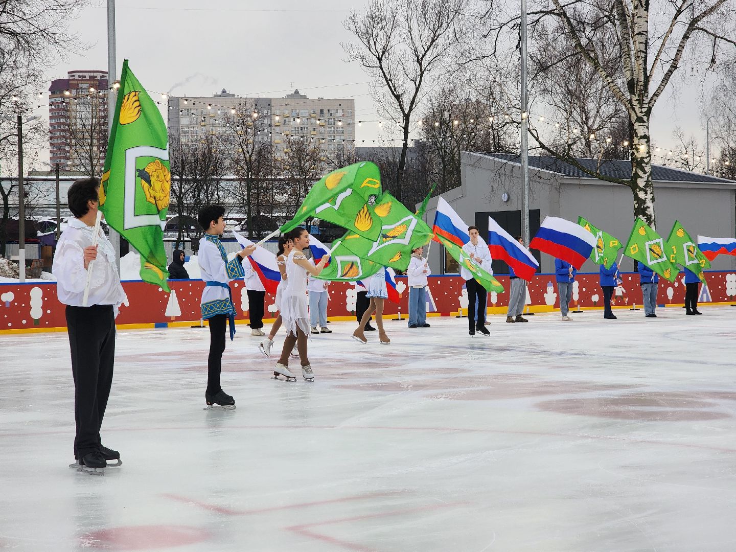 пушкино, каток в парке, дети, лед, артисты,