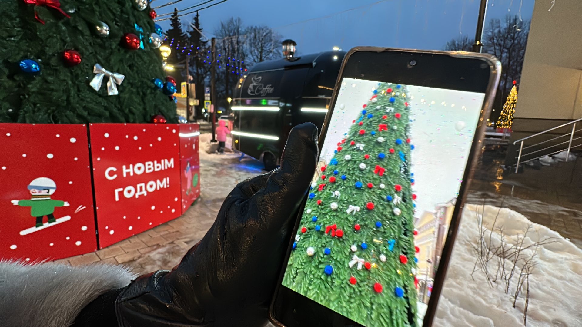 Звенигород, зима в подмосковье, главная елка,