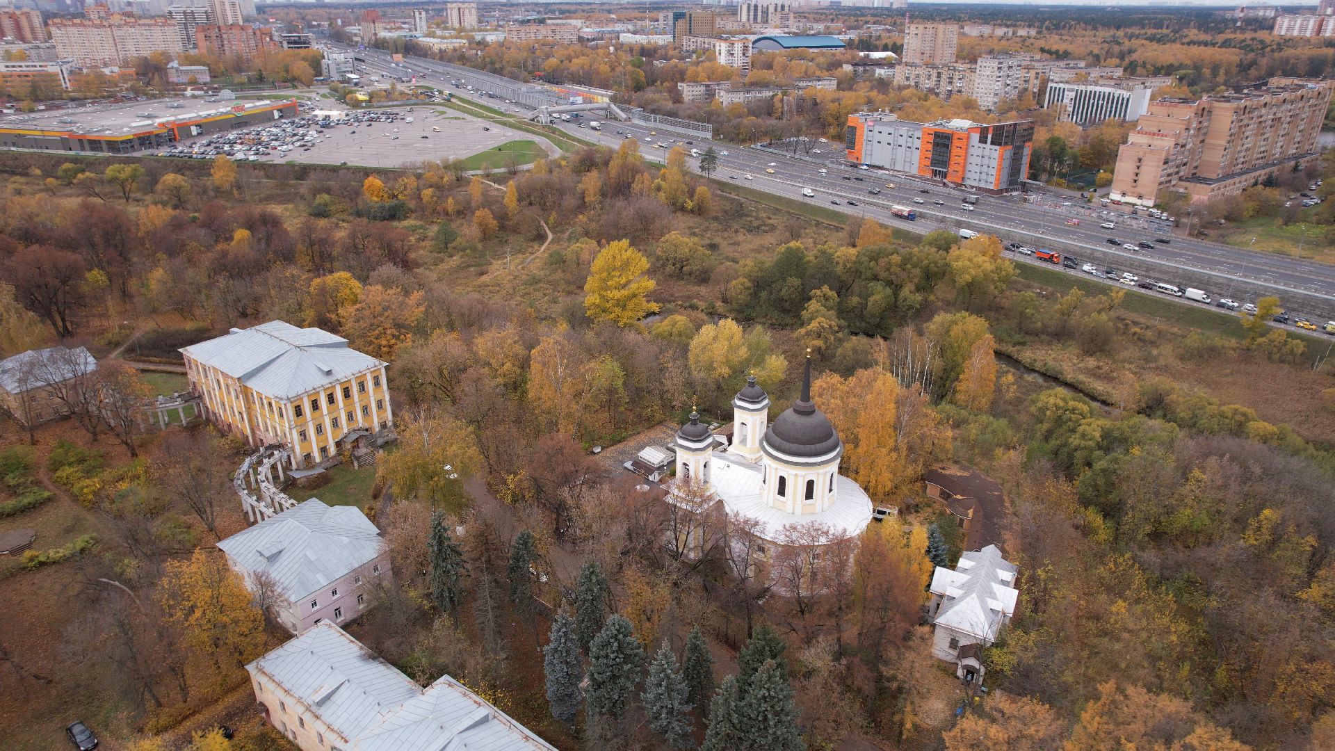 видео с коптера, балашиха, усадьба, культура,