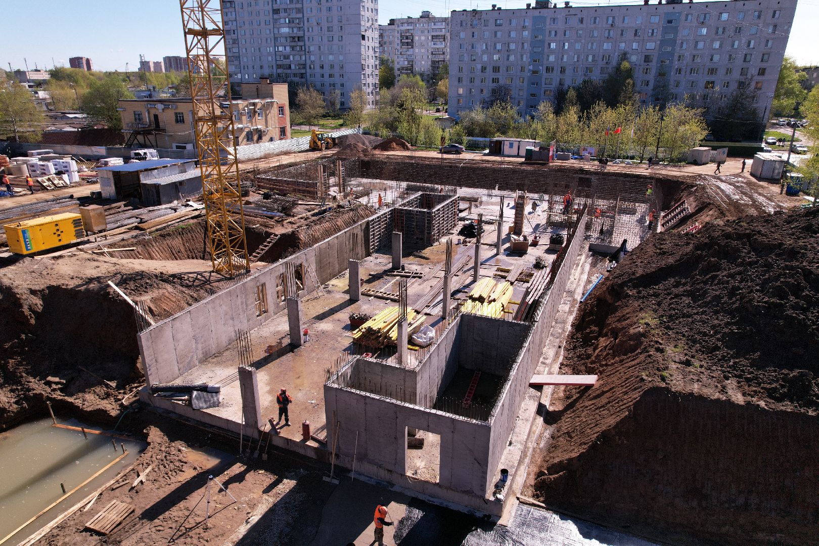 видео с коптера, строительство, поликлиника, лобня,