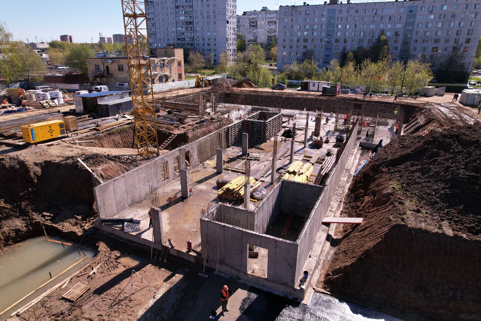 видео с коптера, строительство, поликлиника, лобня,