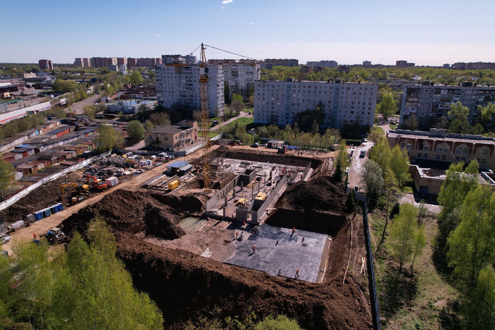 видео с коптера, строительство, поликлиника, лобня,