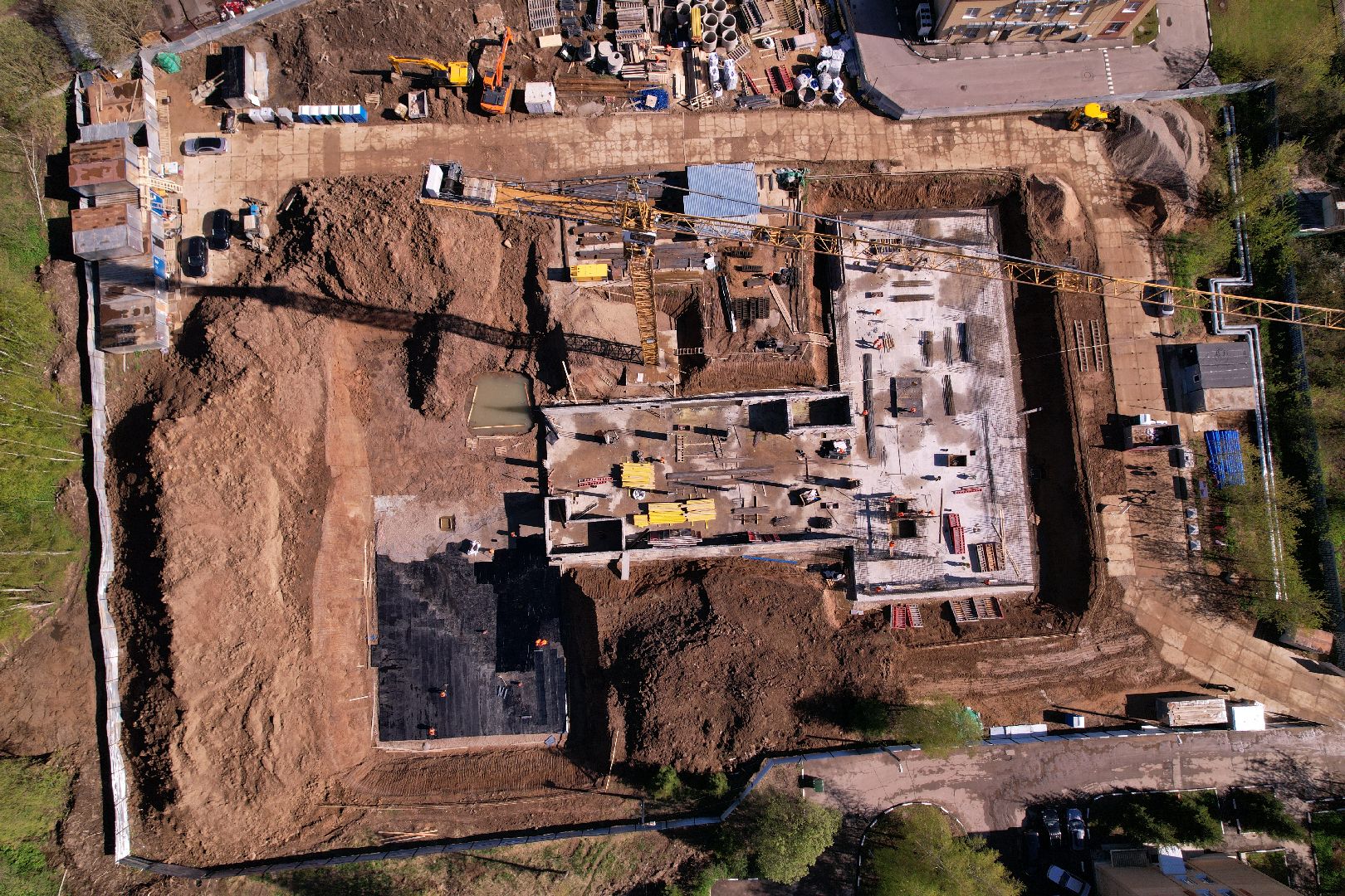 видео с коптера, строительство, поликлиника, лобня,