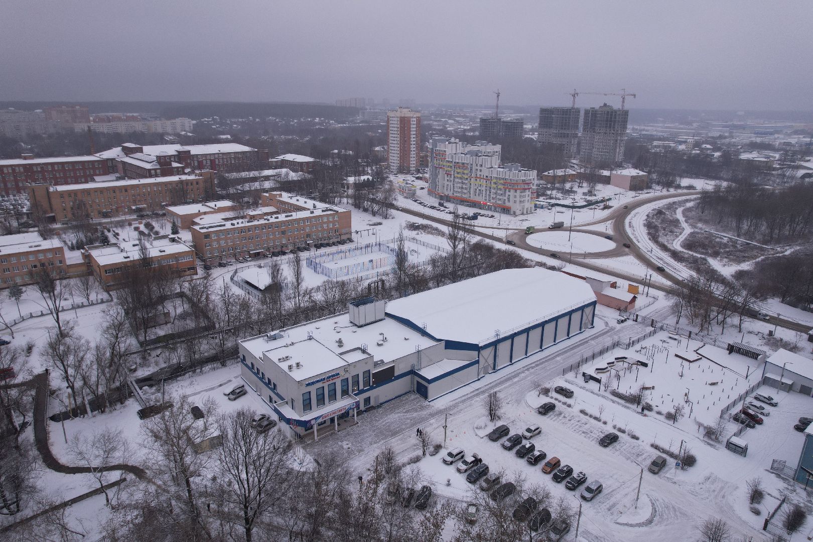 видео с коптера, щёлково, спорт, строительство,