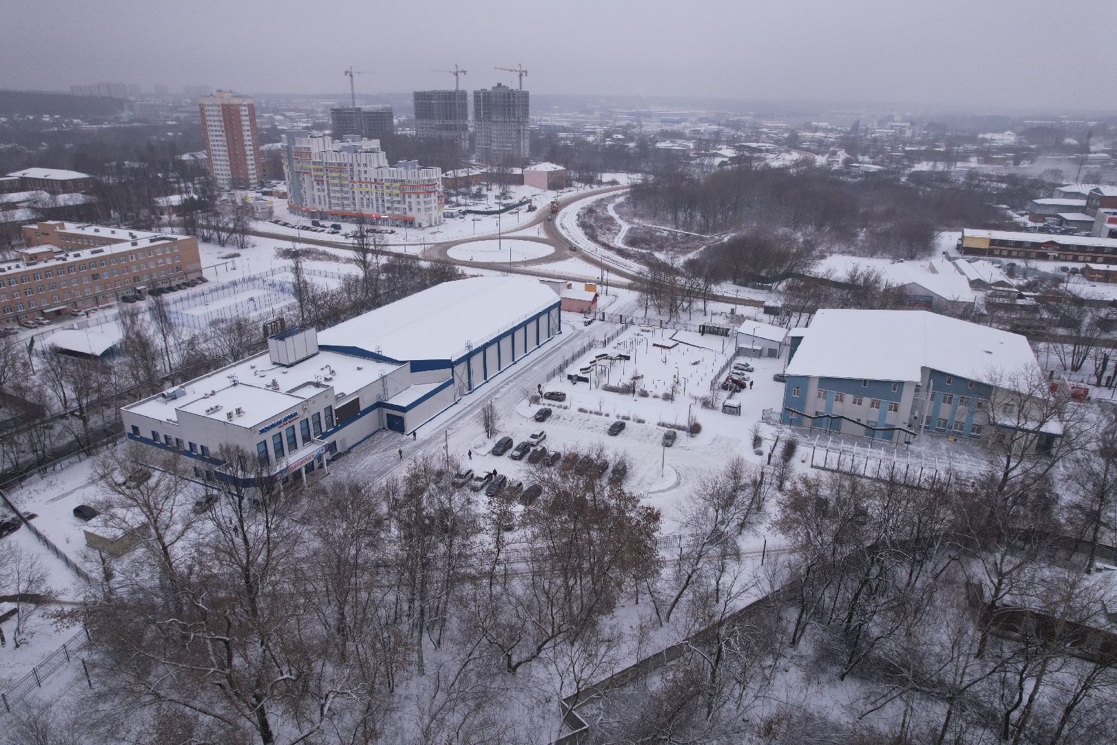 видео с коптера, щёлково, спорт, строительство,