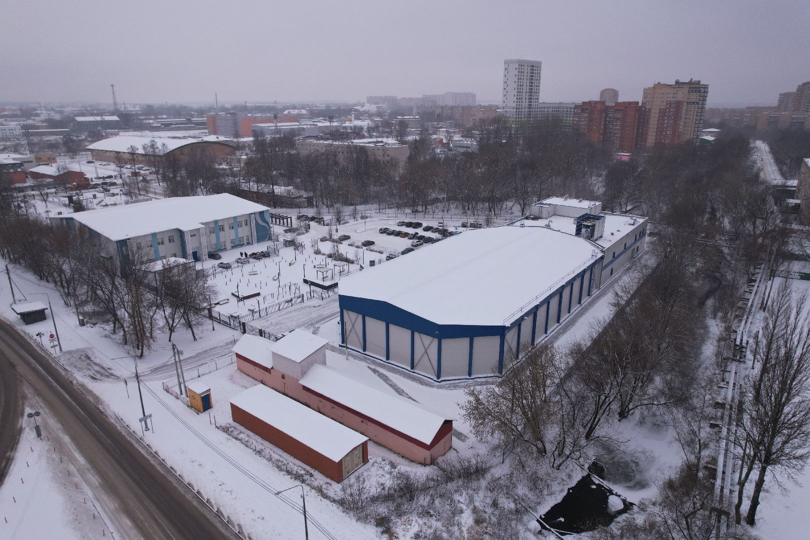 видео с коптера, щёлково, спорт, строительство,