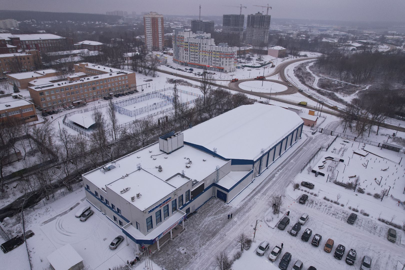 видео с коптера, щёлково, спорт, строительство,