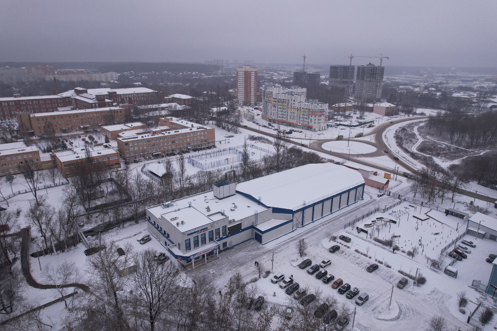 видео с коптера, щёлково, спорт, строительство,