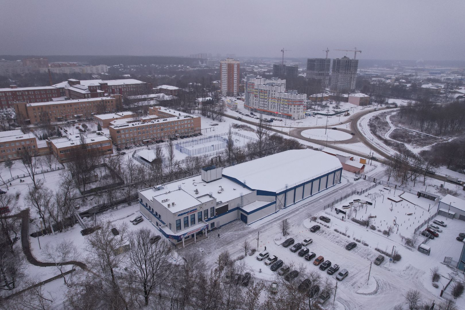 видео с коптера, щёлково, спорт, строительство,