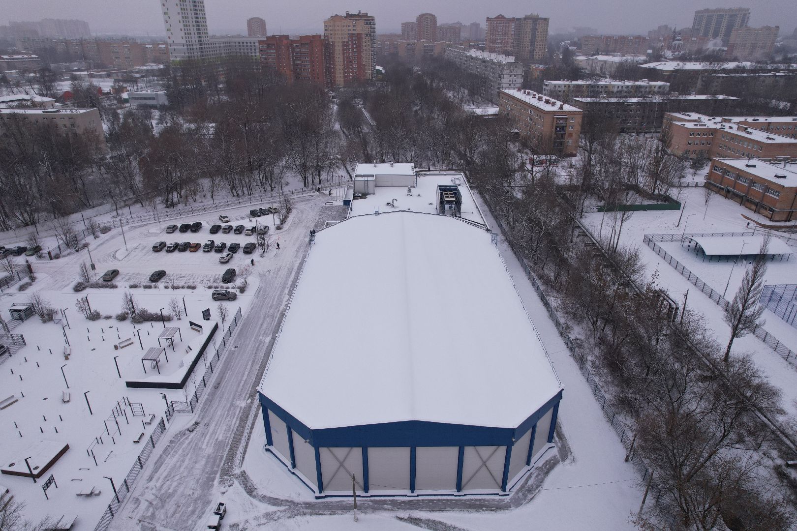 видео с коптера, щёлково, спорт, строительство,