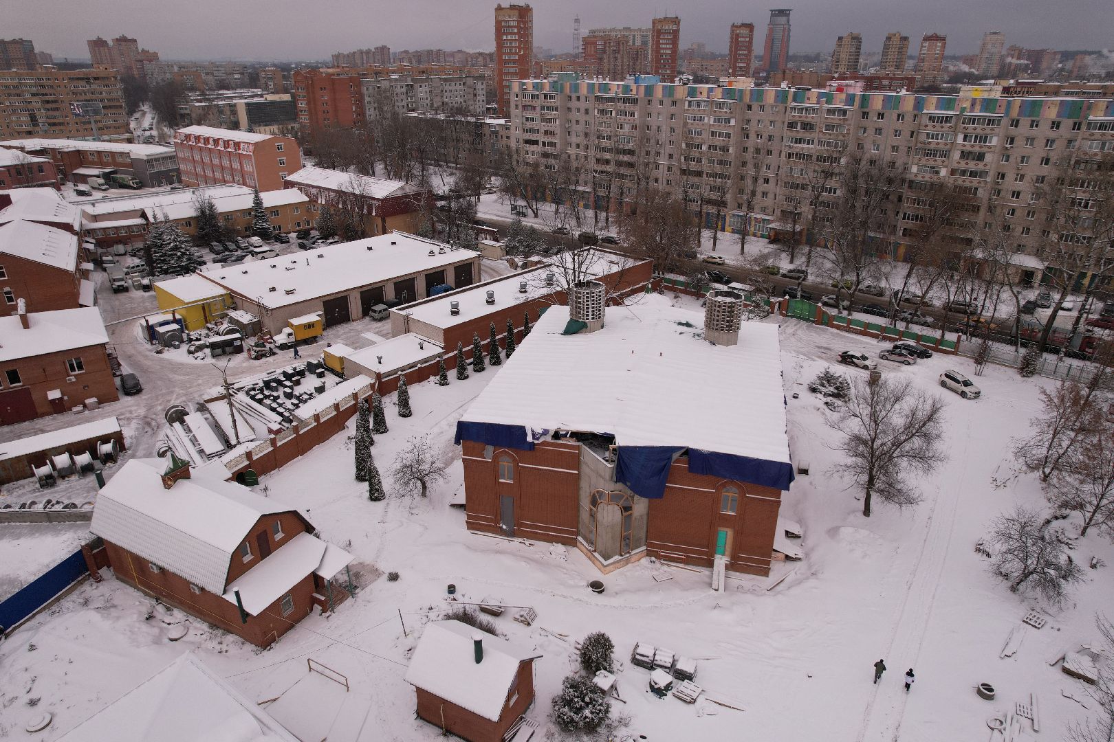 видео с коптера, щёлково, культура, строительство,