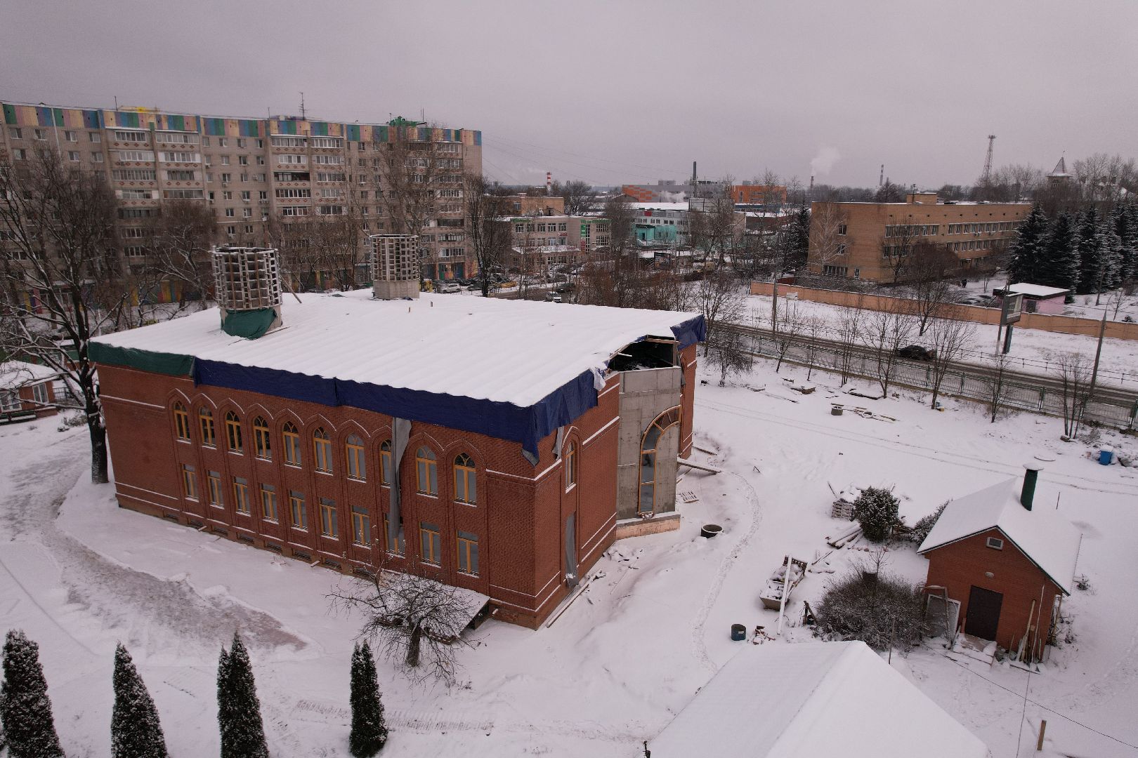 видео с коптера, щёлково, культура, строительство,