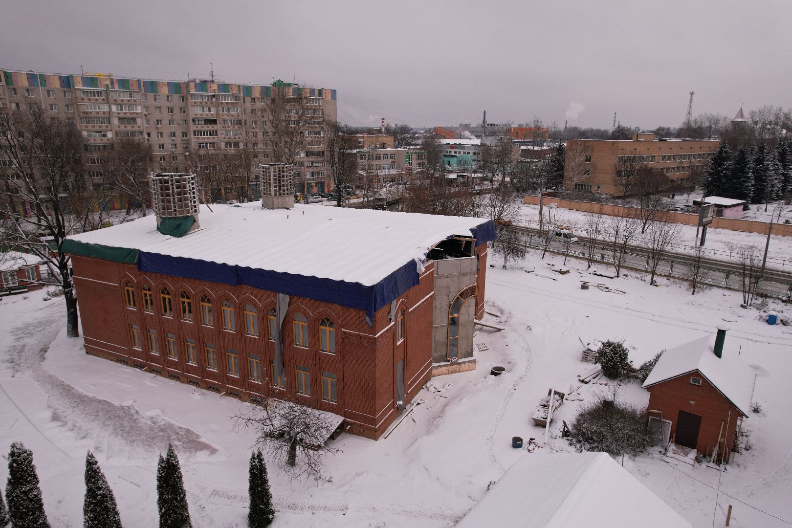 видео с коптера, щёлково, культура, строительство,