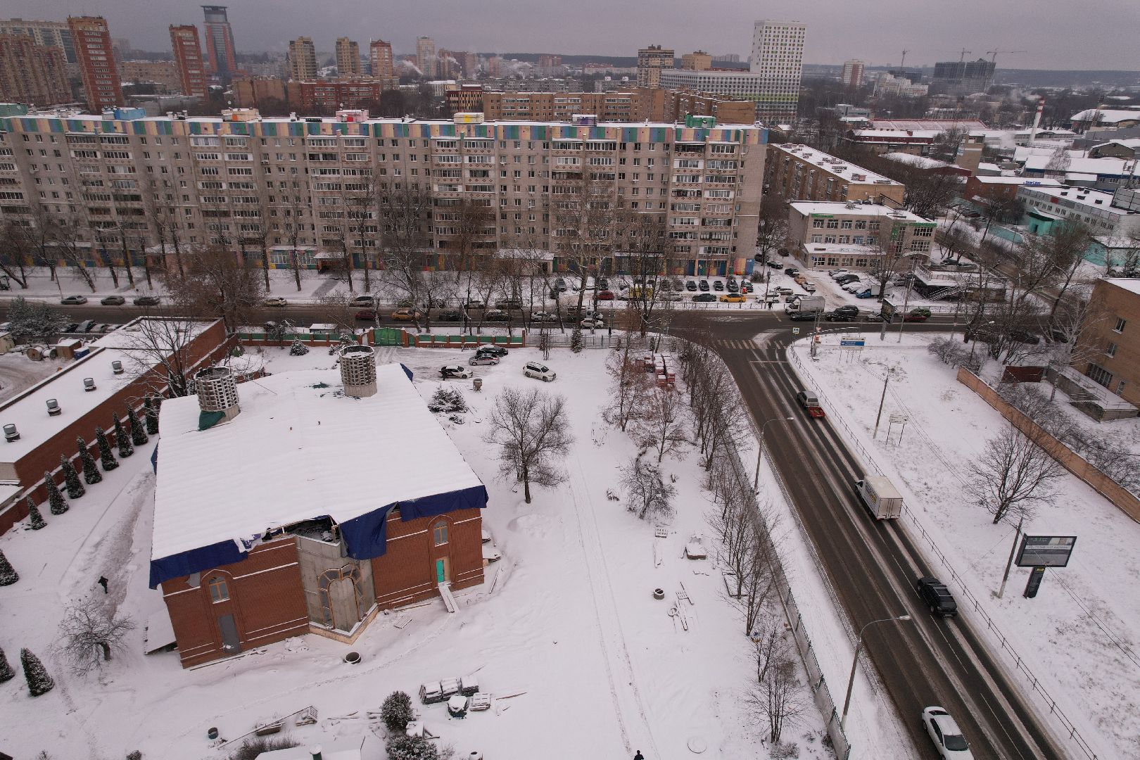 видео с коптера, щёлково, культура, строительство,