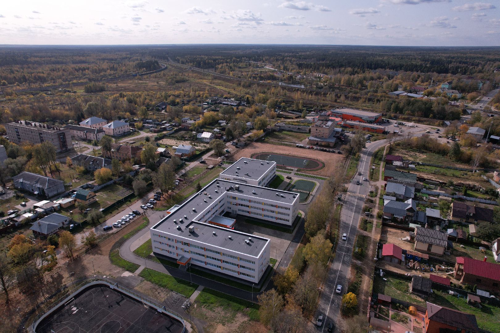 видео с коптера, орехово-зуево, строительство, школа,