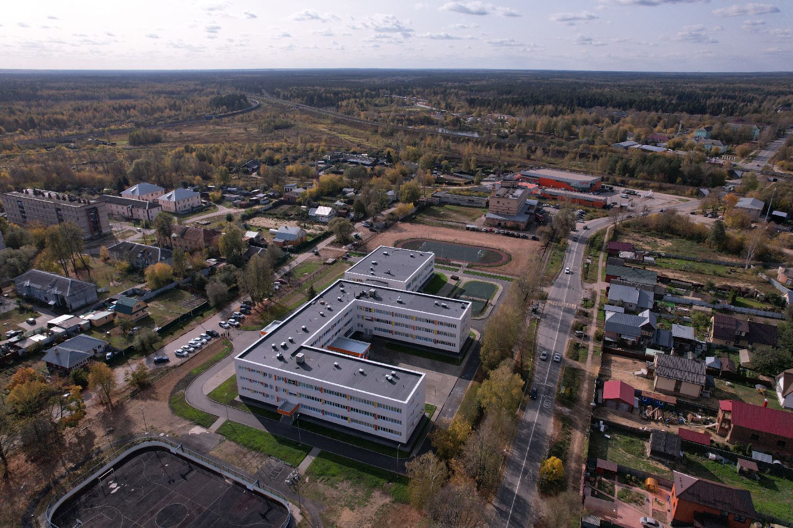 видео с коптера, орехово-зуево, строительство, школа,