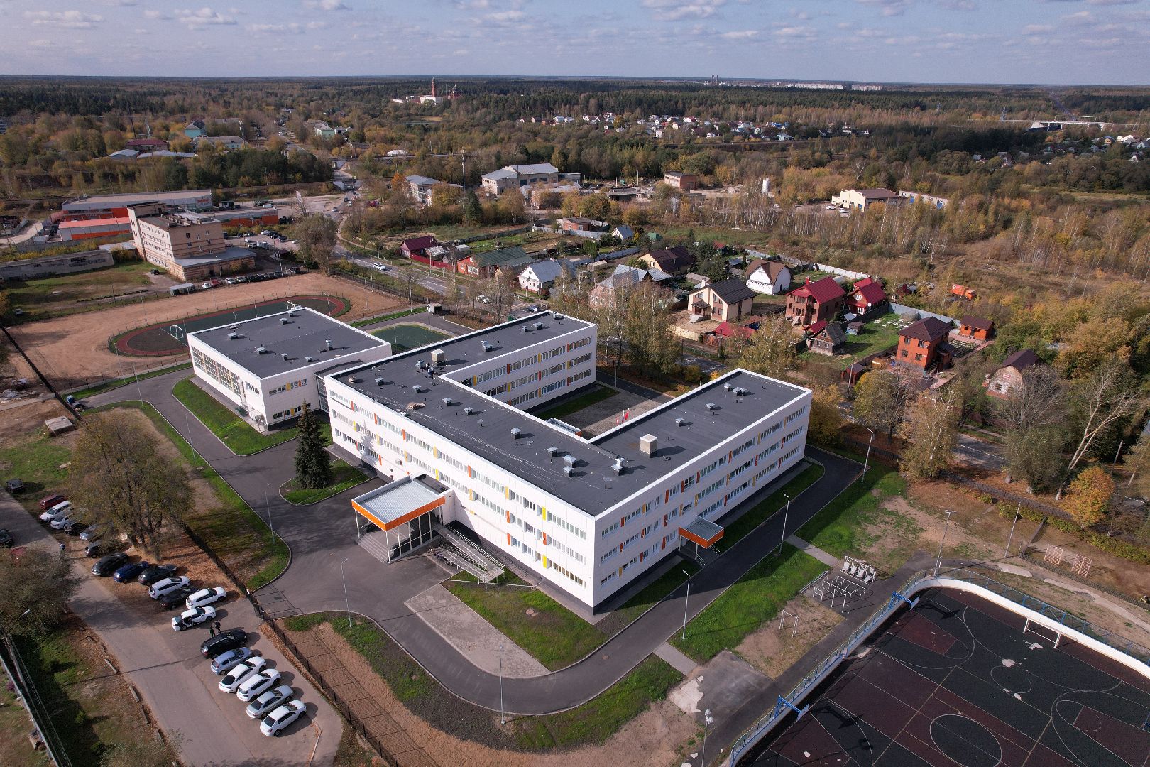 видео с коптера, орехово-зуево, строительство, школа,