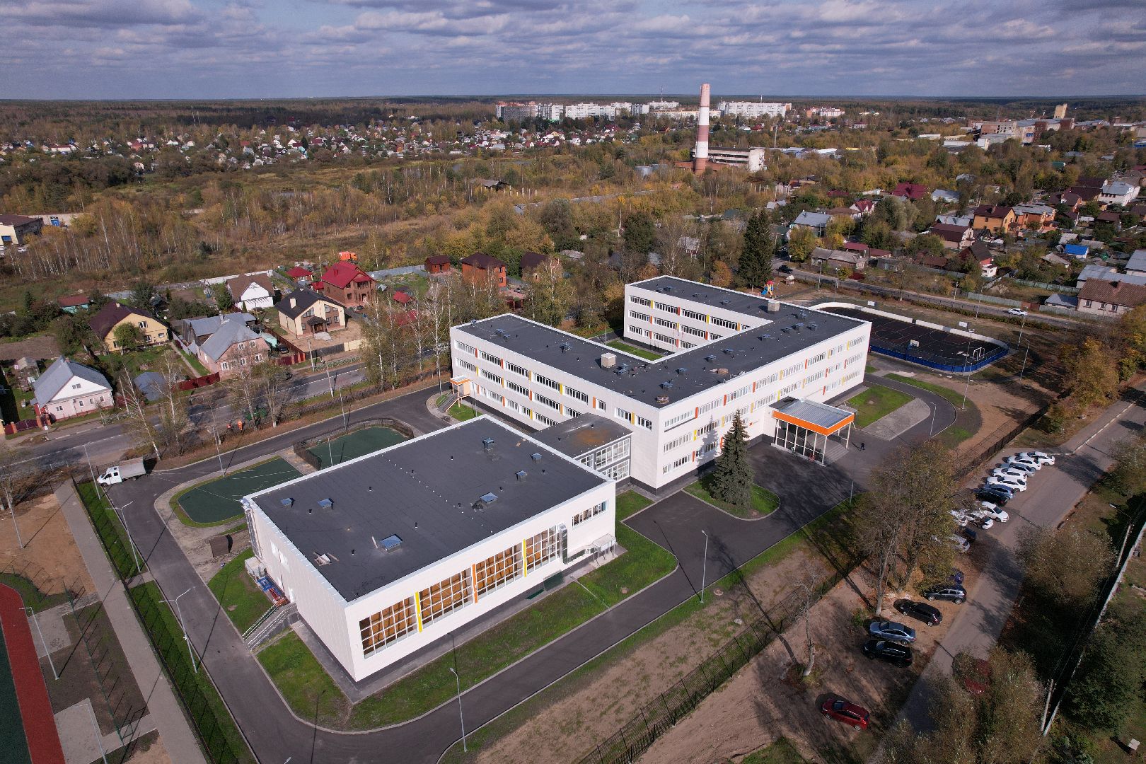 видео с коптера, орехово-зуево, строительство, школа,