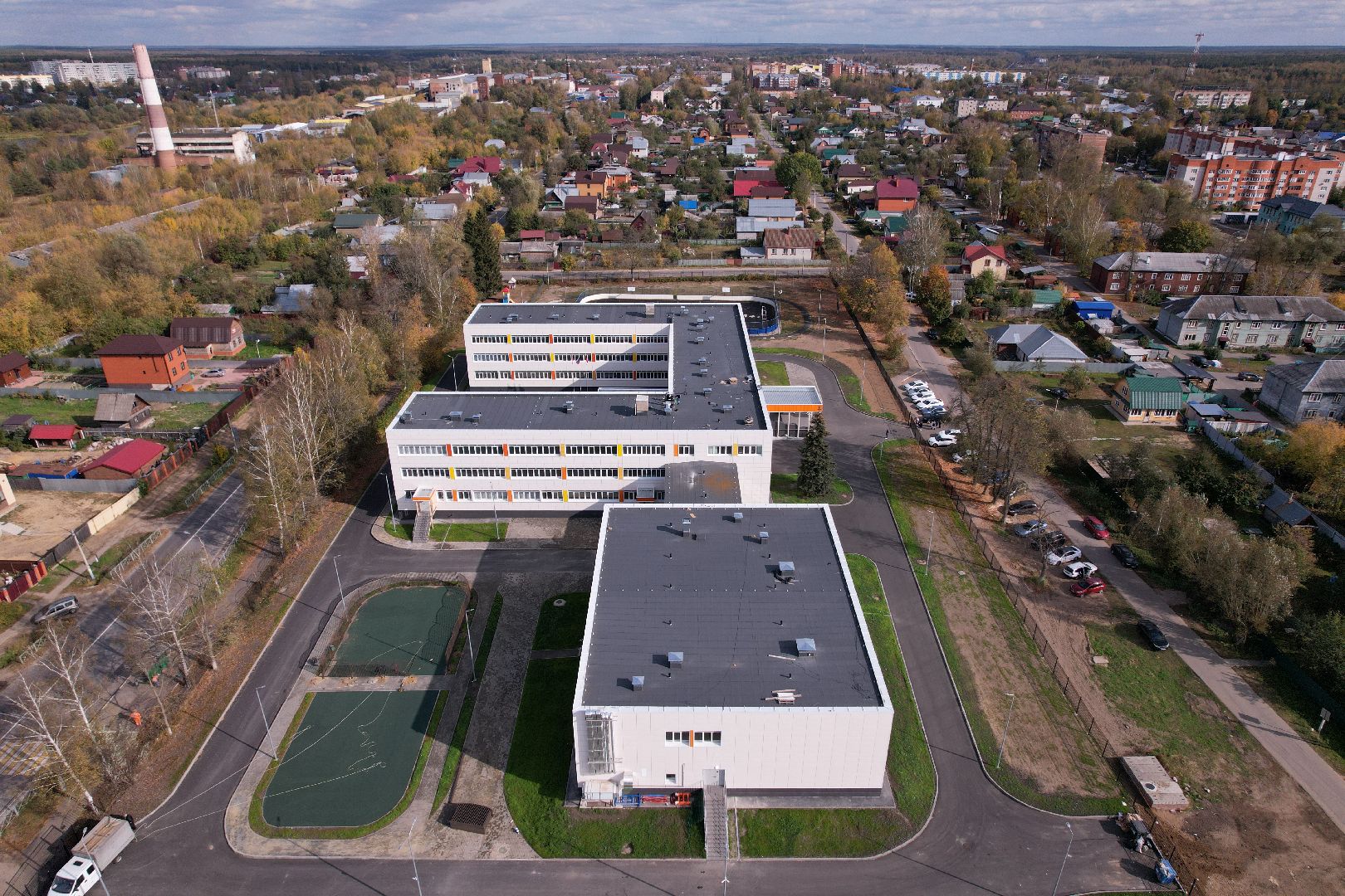 видео с коптера, орехово-зуево, строительство, школа,