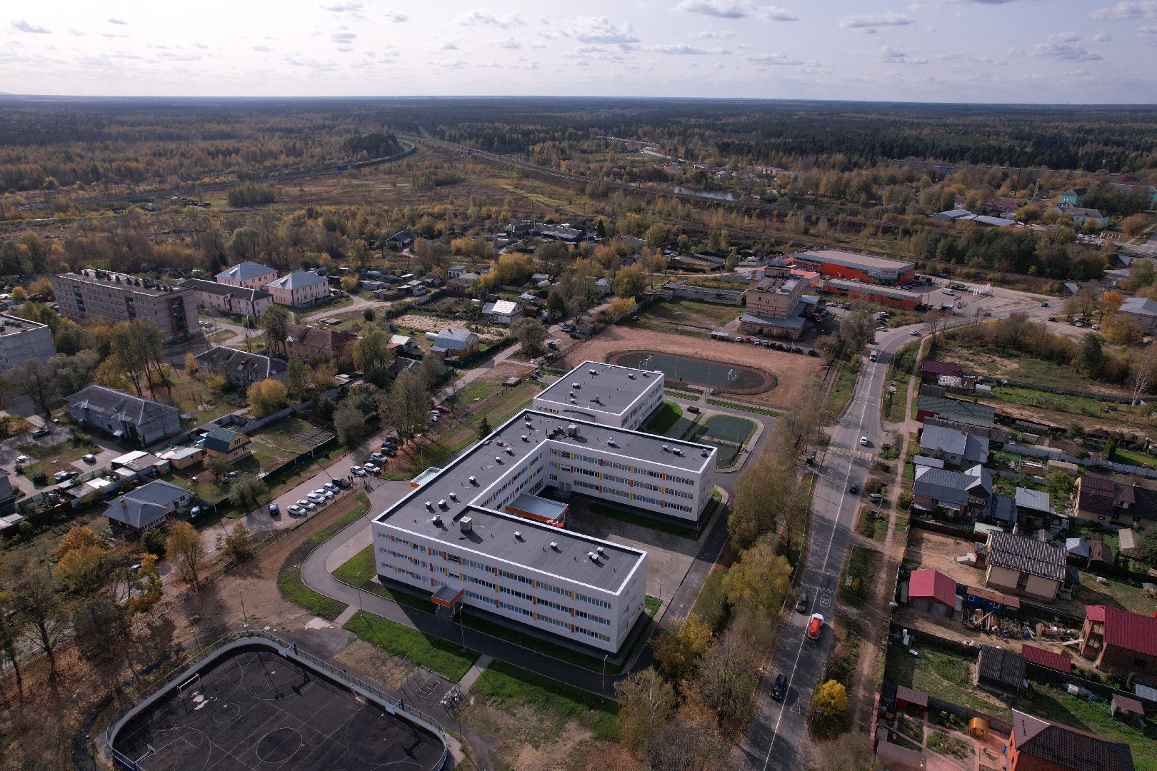 видео с коптера, орехово-зуево, строительство, школа,