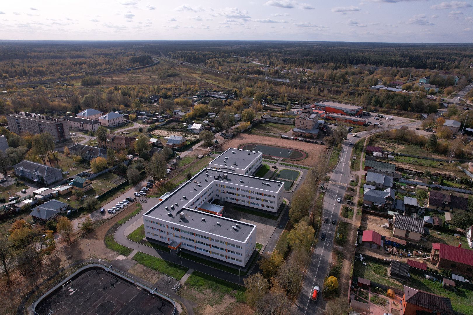 видео с коптера, орехово-зуево, строительство, школа,