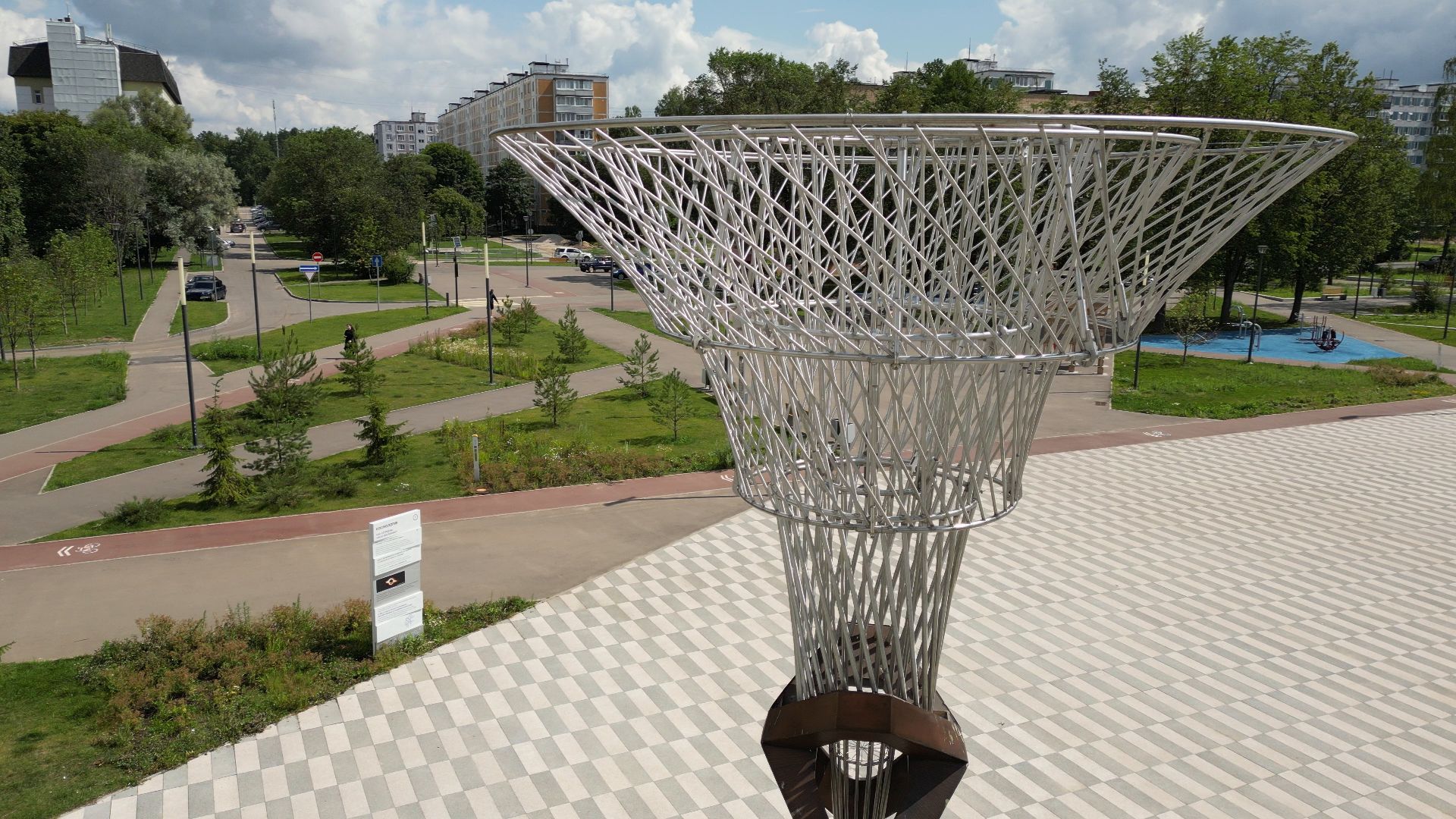 видео с коптера, черноголовка, благоустройство, сквер,