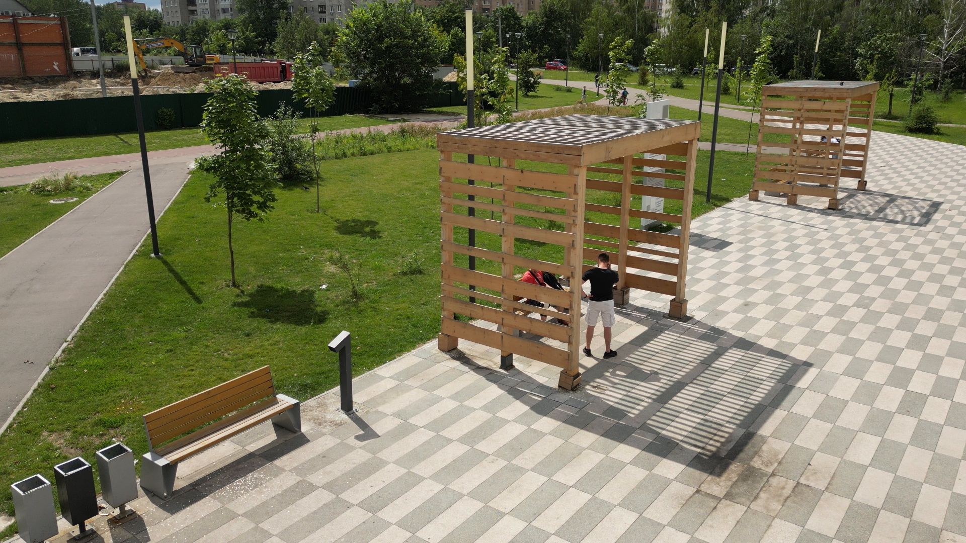 видео с коптера, черноголовка, благоустройство, сквер,