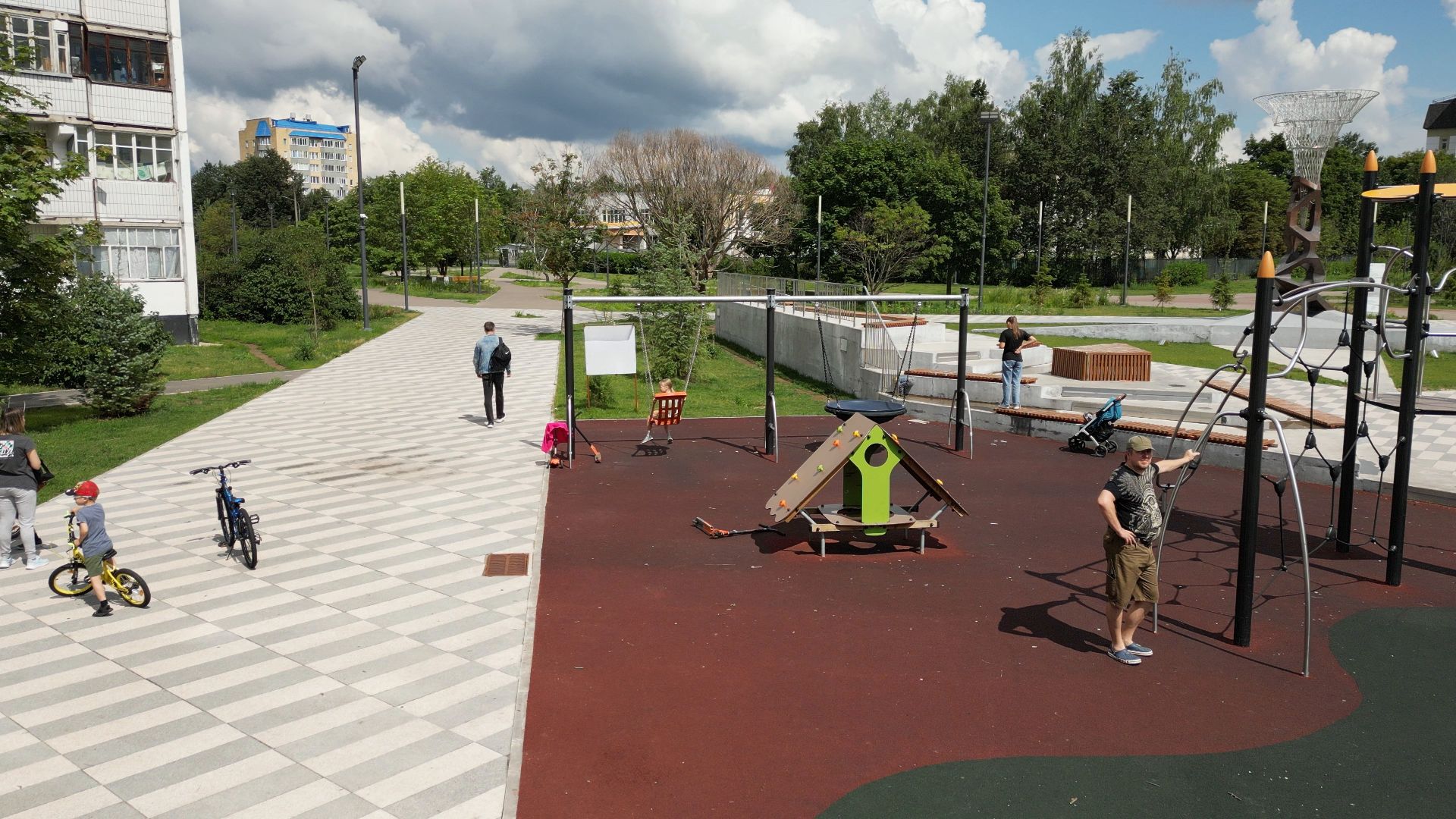 видео с коптера, черноголовка, благоустройство, сквер,