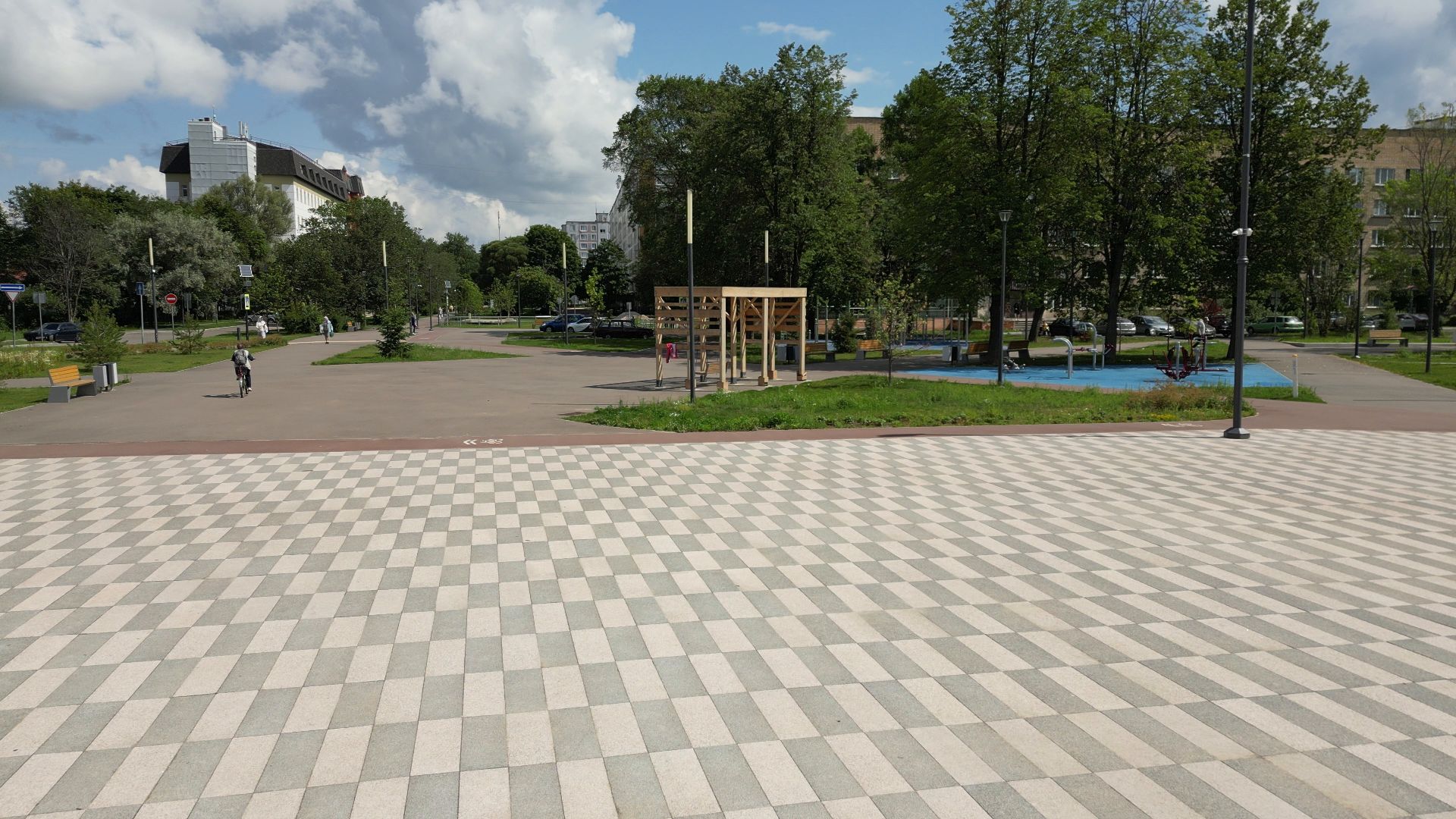 видео с коптера, черноголовка, благоустройство, сквер,