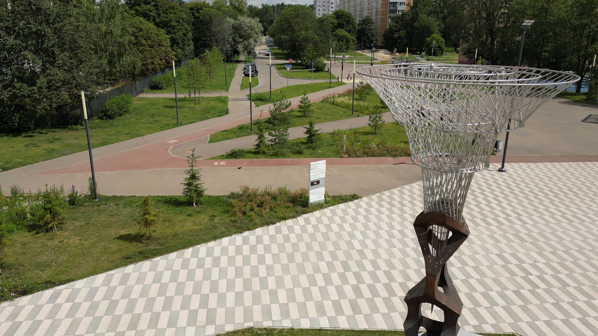 видео с коптера, черноголовка, благоустройство, сквер,