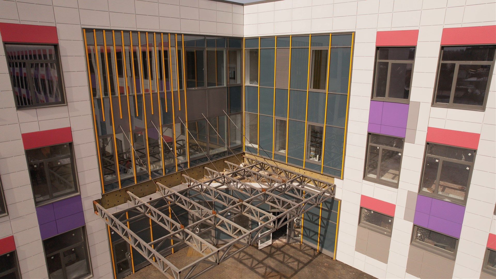 видео с коптера, руза, строительство, школа,