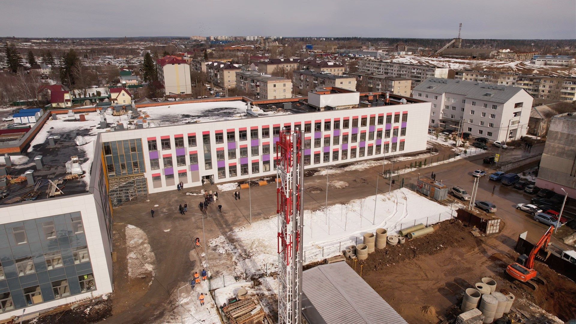 видео с коптера, руза, строительство, школа,