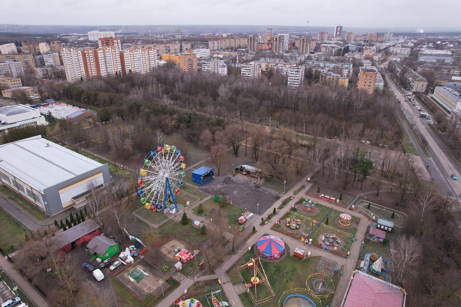 видео с коптера, серпухов, парки,