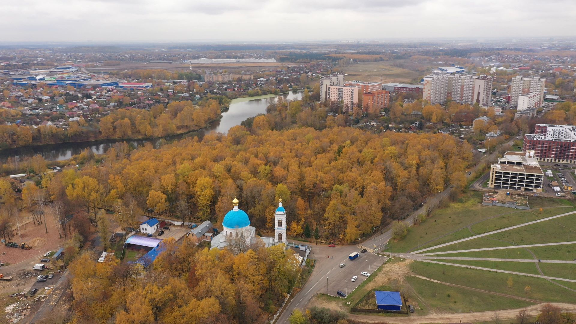 видео с коптера, балашиха, храм, архитектура,