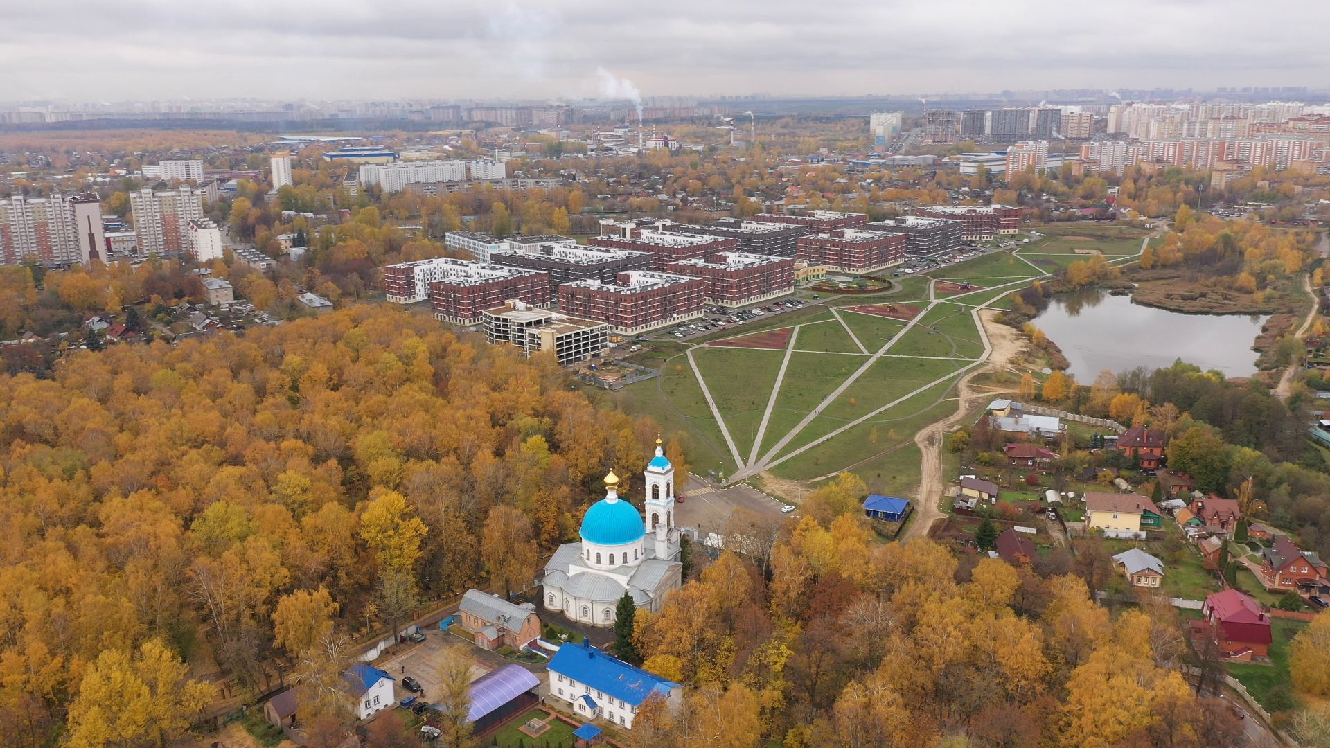 видео с коптера, балашиха, храм, архитектура,