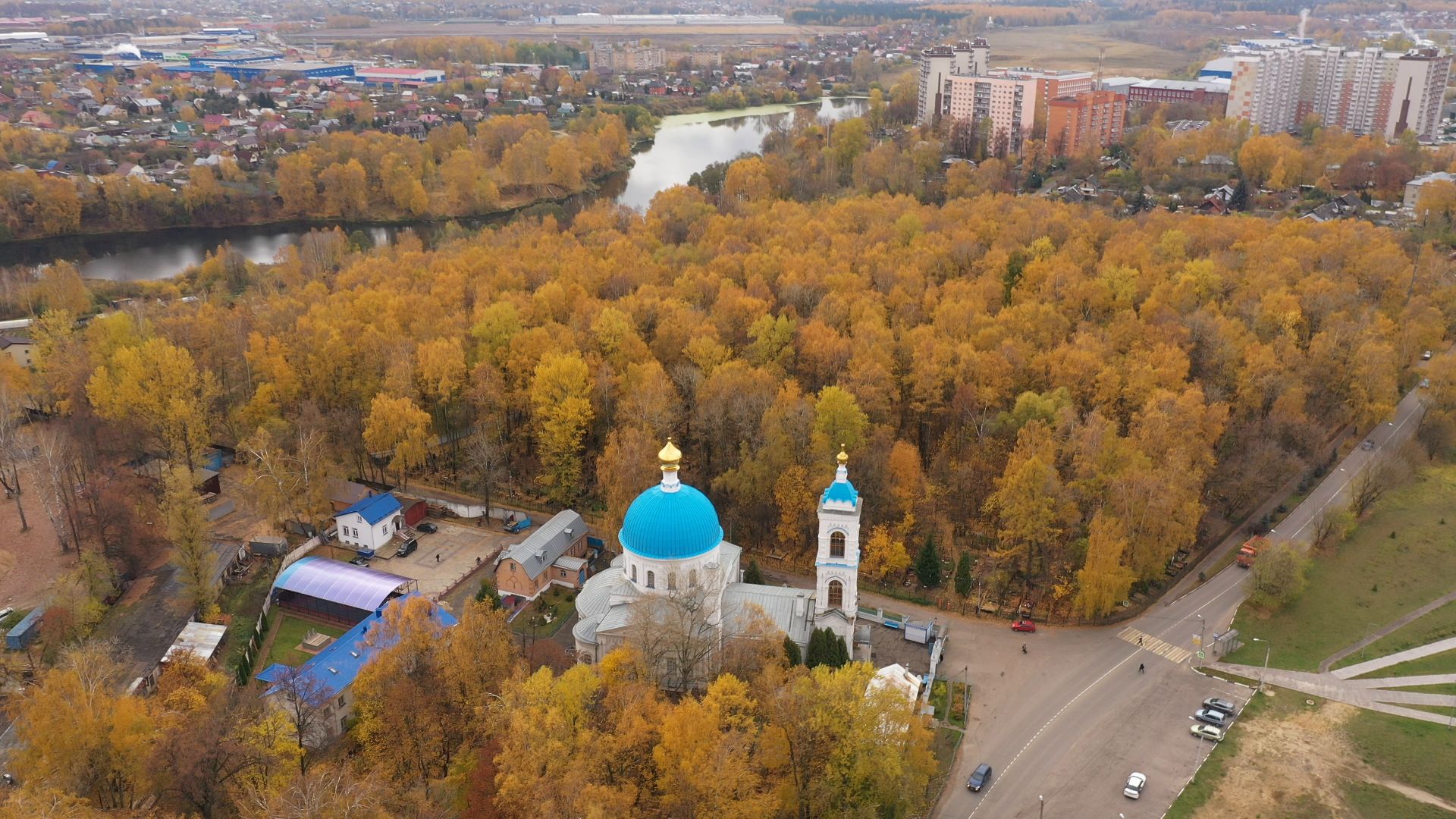 видео с коптера, балашиха, храм, архитектура,