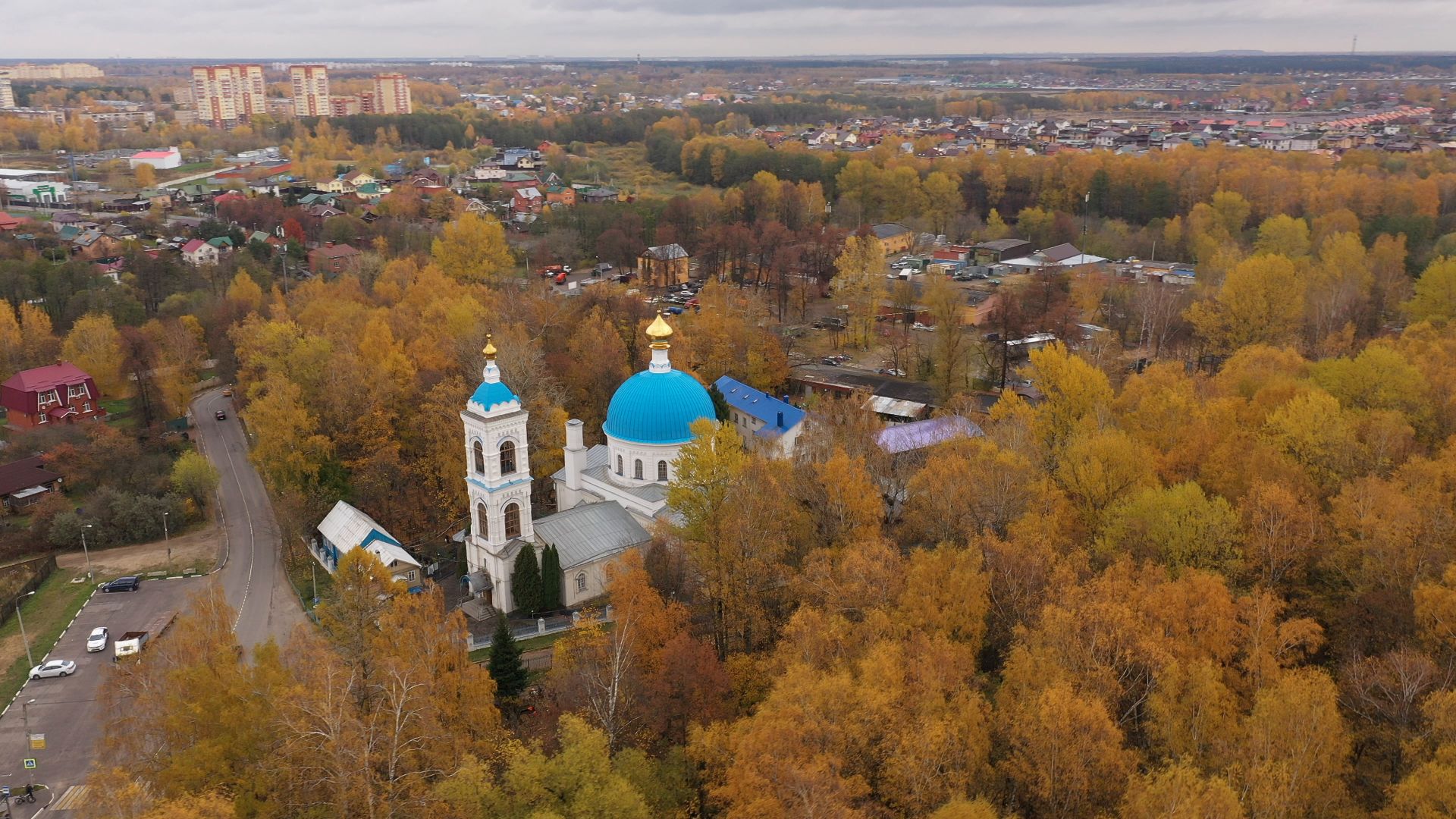 видео с коптера, балашиха, храм, архитектура,