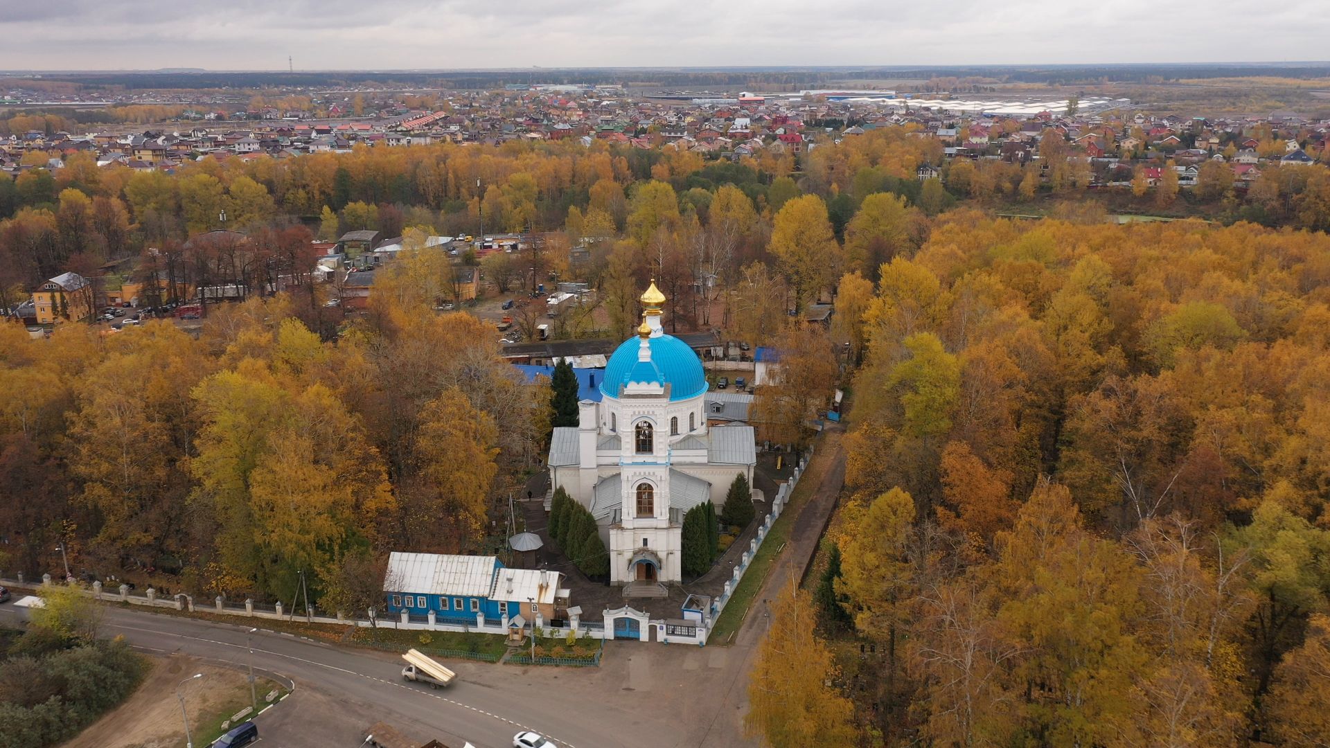 видео с коптера, балашиха, храм, архитектура,