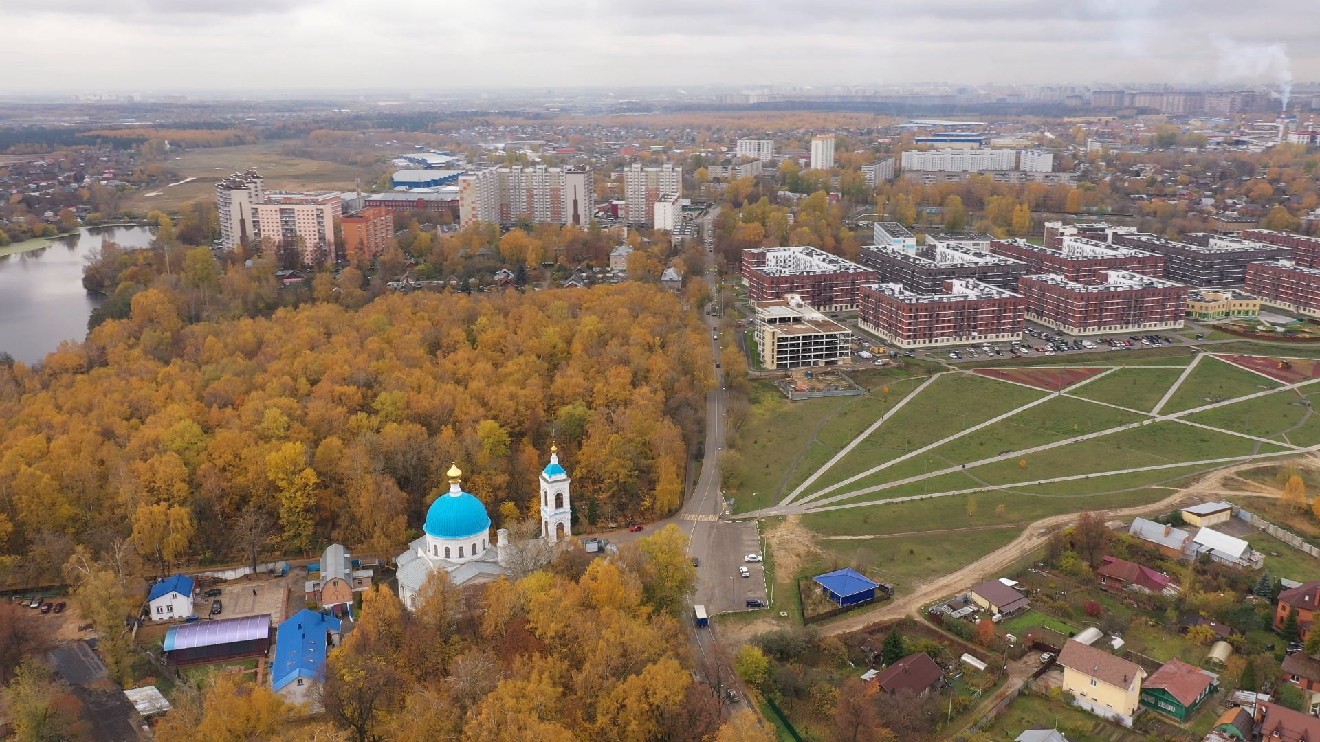 видео с коптера, балашиха, храм, архитектура,
