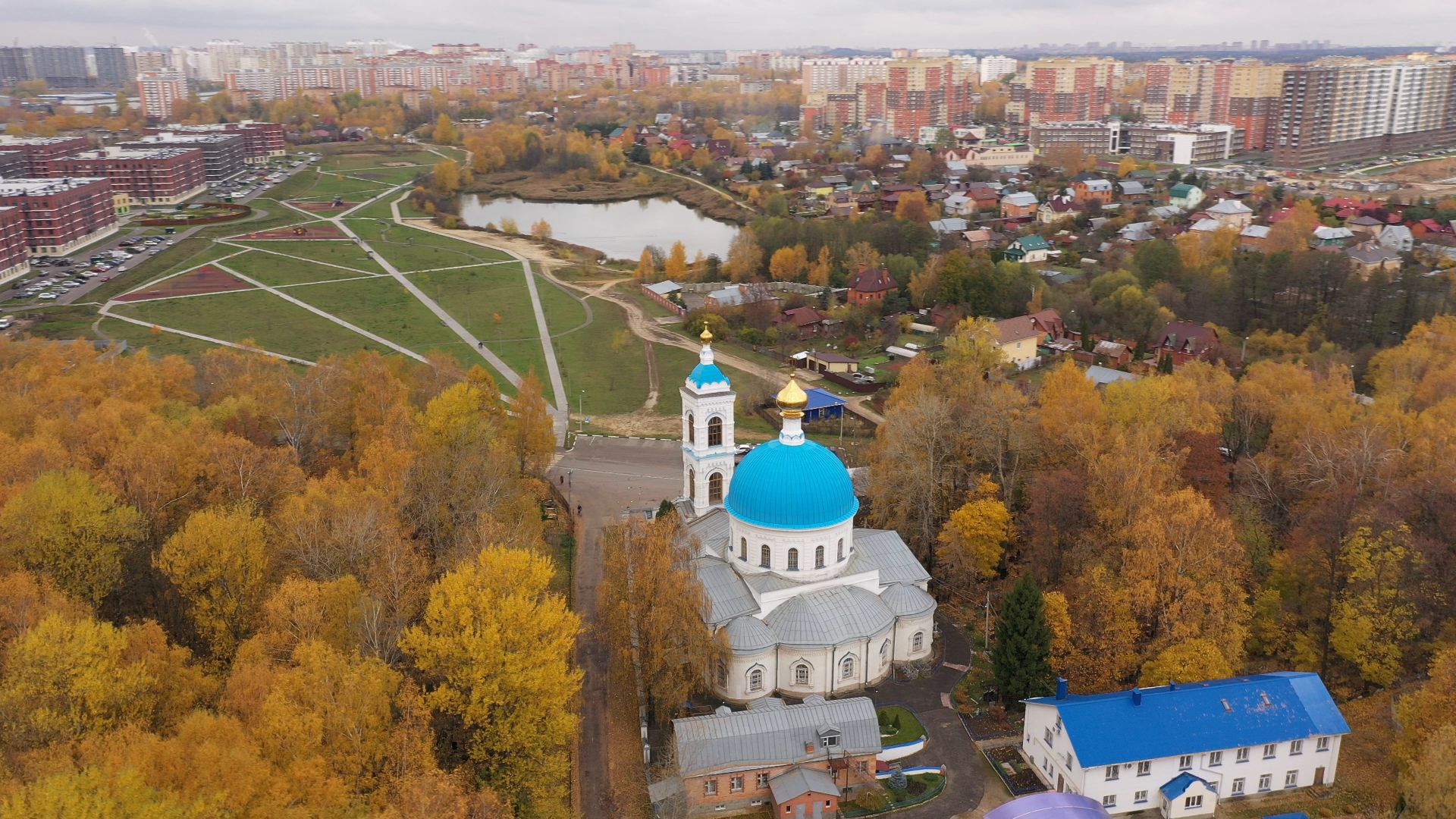 видео с коптера, балашиха, храм, архитектура,